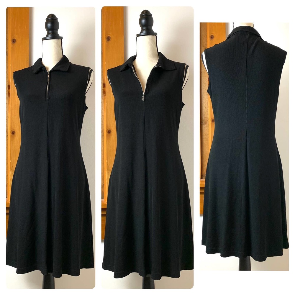 Vintage 90s MOD Ronni Nicole by Ouida Sleeveless Collared USA Made Midi Dress - Picture 2 of 9